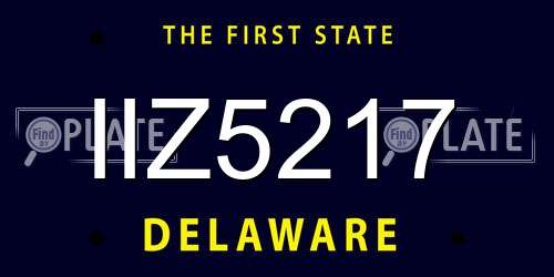 IIZ5217 Delaware License Plate