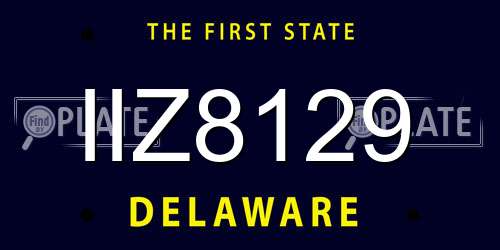 IIZ8129 Delaware License Plate