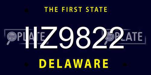 IIZ9822 Delaware License Plate
