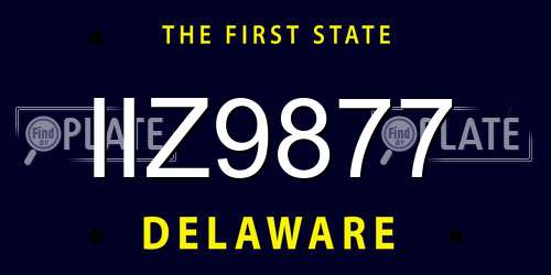 IIZ9877 Delaware License Plate