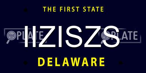 IIZISZS Delaware License Plate