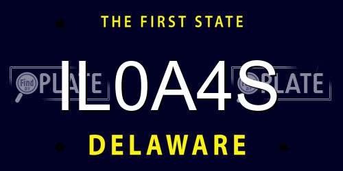 IL0A4S Delaware License Plate