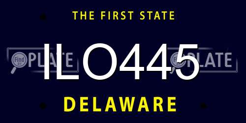 ILO445 Delaware License Plate