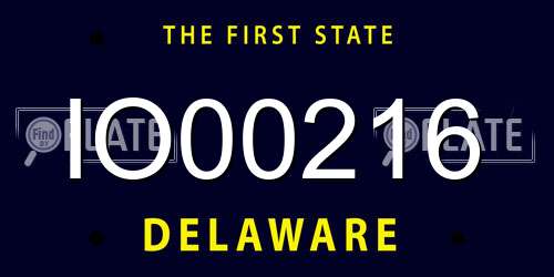IO00216 Delaware License Plate