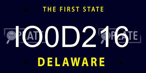 IO0D216 Delaware License Plate