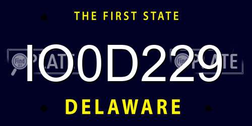 IO0D229 Delaware License Plate