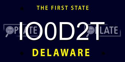 IO0D2T Delaware License Plate