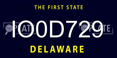 IO0D729 Delaware License Plate