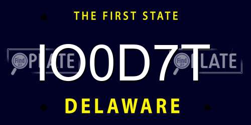 IO0D7T Delaware License Plate