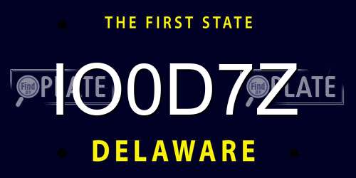 IO0D7Z Delaware License Plate