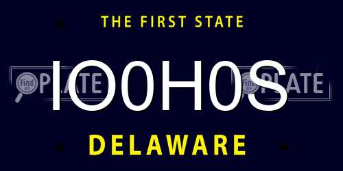 IO0H0S Delaware License Plate