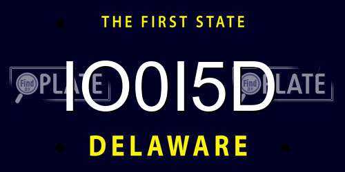 IO0I5D Delaware License Plate