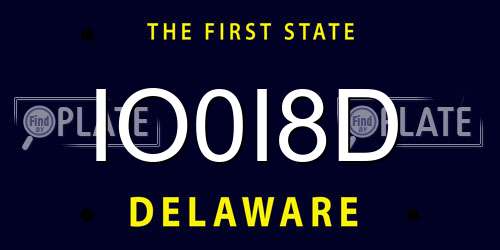 IO0I8D Delaware License Plate
