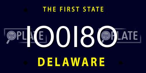 IO0I8O Delaware License Plate
