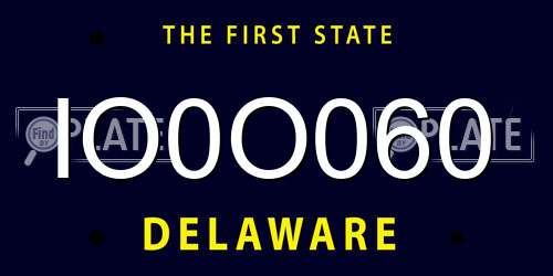 IO0O060 Delaware License Plate