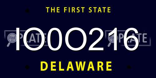 IO0O216 Delaware License Plate