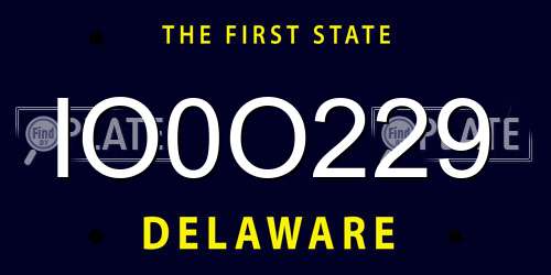 IO0O229 Delaware License Plate