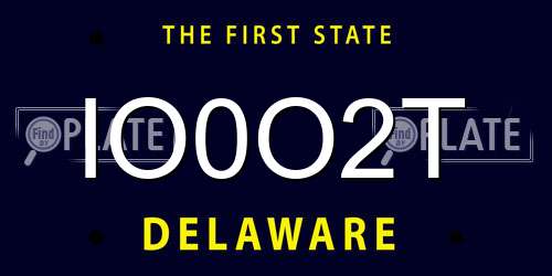 IO0O2T Delaware License Plate