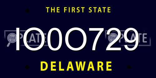 IO0O729 Delaware License Plate