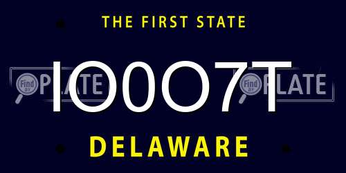 IO0O7T Delaware License Plate
