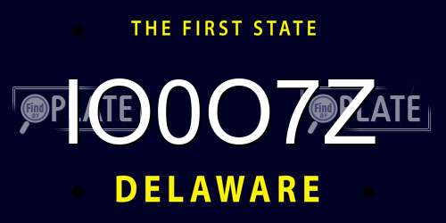 IO0O7Z Delaware License Plate