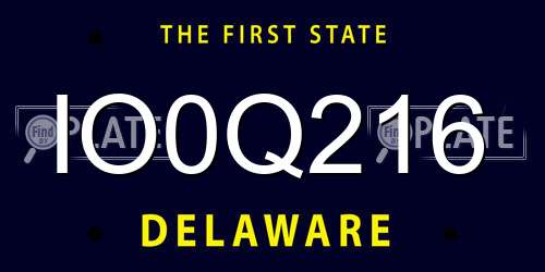 IO0Q216 Delaware License Plate