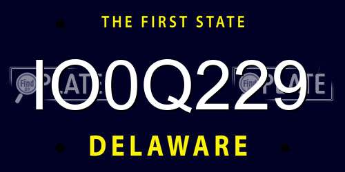IO0Q229 Delaware License Plate