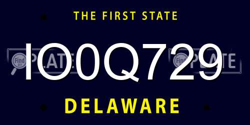 IO0Q729 Delaware License Plate