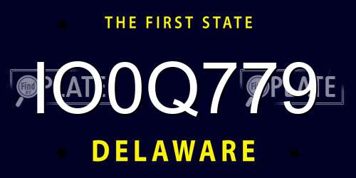 IO0Q779 Delaware License Plate