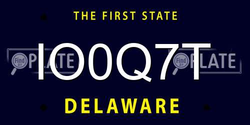 IO0Q7T Delaware License Plate