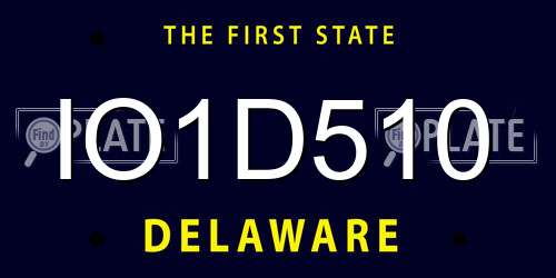 IO1D510 Delaware License Plate