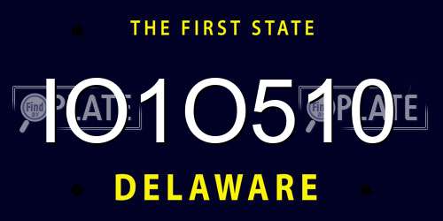 IO1O510 Delaware License Plate