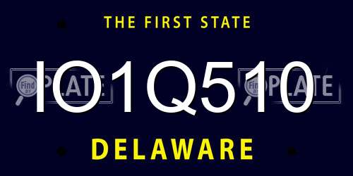 IO1Q510 Delaware License Plate