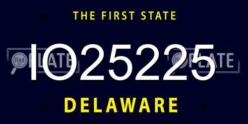 IO25225 Delaware License Plate