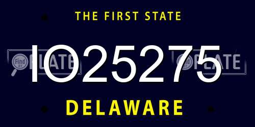 IO25275 Delaware License Plate