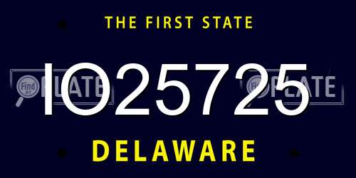 IO25725 Delaware License Plate