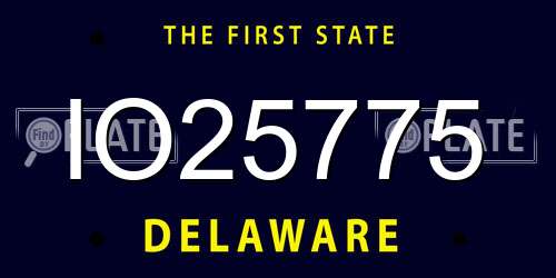 IO25775 Delaware License Plate