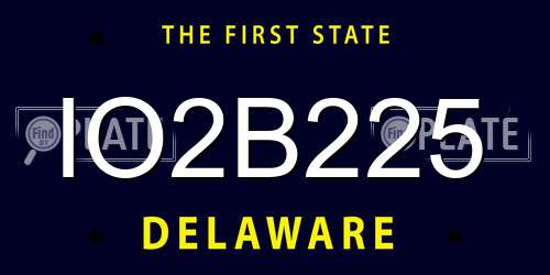 IO2B225 Delaware License Plate