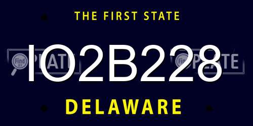 IO2B228 Delaware License Plate