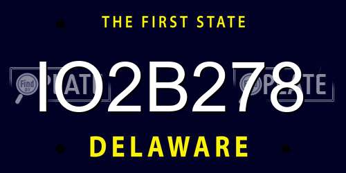 IO2B278 Delaware License Plate
