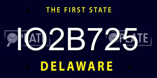 IO2B725 Delaware License Plate