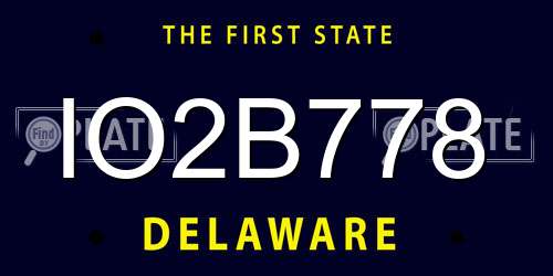 IO2B778 Delaware License Plate