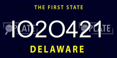 IO2O421 Delaware License Plate