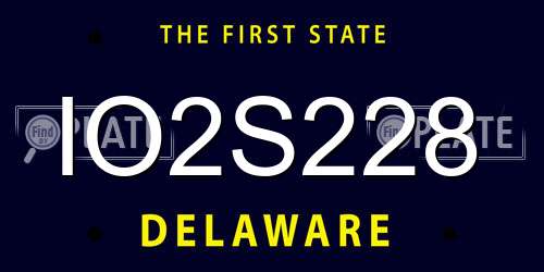 IO2S228 Delaware License Plate