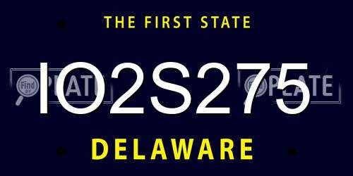 IO2S275 Delaware License Plate