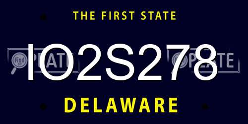 IO2S278 Delaware License Plate