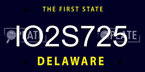 IO2S725 Delaware License Plate