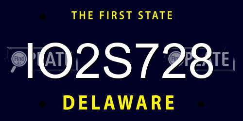 IO2S728 Delaware License Plate