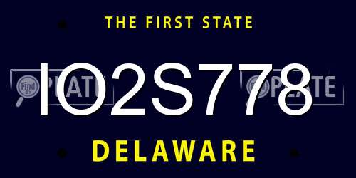 IO2S778 Delaware License Plate