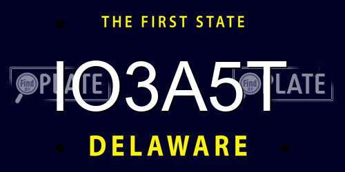 IO3A5T Delaware License Plate